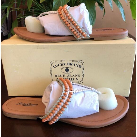 LUCKY BRAND 🎉HP🎉 L Sz 11 Dollis Braided Beaded Leather Mixed Media Sandal/NWTIB! - Picture 13 of 16